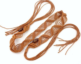 Cinturón de macramé marrón, cinturón de festival bohemio, cinturón trenzado, cinturón de danza del vientre, cinturón boho, cinturón de macramé con borla, cinturón de boda largo para mujer nuevo