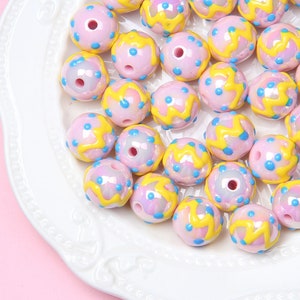 20 pcs 16mm Mixed Color Beads,Hand Painted Beads, Loose Bead, Chunky Gumball Bead For Jewelry Making Accessory for Beadable Pens Handmade