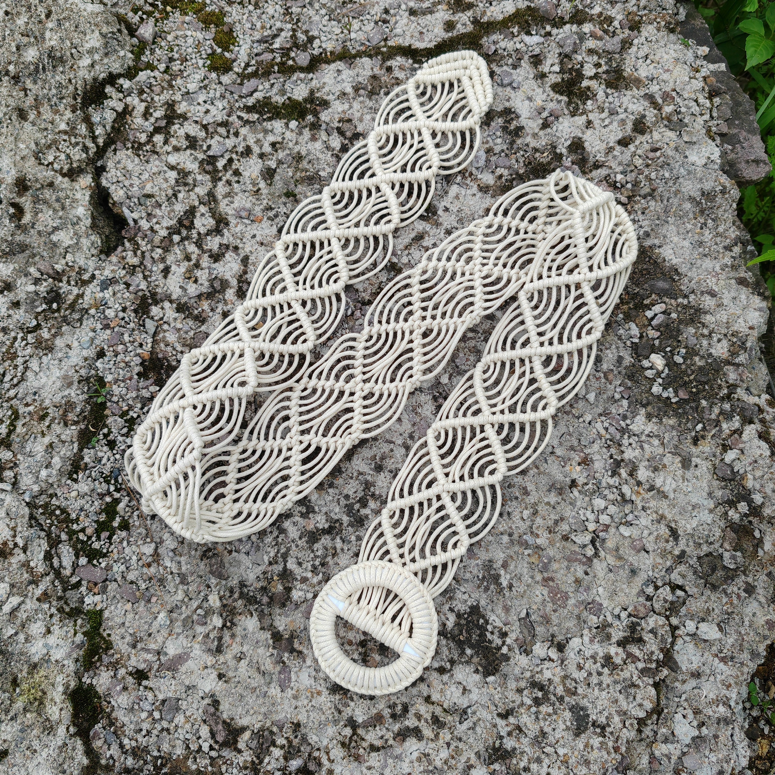 Vintage Braided White Leather Belt - Etsy display picture 2