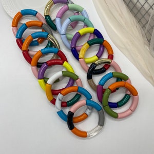 Large Acrylic Tube Bangle Bracelet,Chunky Bangle,Stackable Stretch Bracelet for Gift,Birthday gift,Poor Bangle Jewelry,Color Bracelet Stack