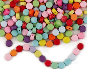 100 pcs Colorful Beads,Mixed Resin Necklace Bead,Spacer Bead for Jewelry 7 mm Round Acrylic Beads for bracelet KIDS DIY jewelry Accessory