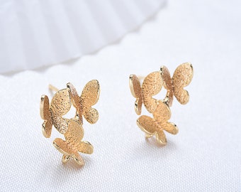 20 pcs Butterfly Earrings,Gold Plated Stud Earring,High Quality 18K Gold Small Earring for Women,Brass Earrings Jewelry Findings,Handmade