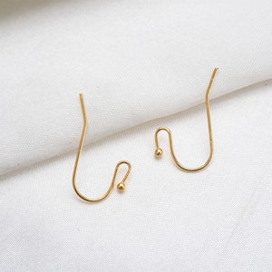 100 pcs Yellow Gold Earrings, 18K Gold Plated Earring Hooks, Ball Earrings, Fish Hook,Wholesale Hook,Gold Earrings Findings,lead nickel free
