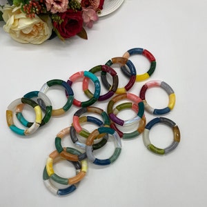 Acrylic Bracelet , Acrylic Tube Beads Bangle, Stackable Stretch Bracelet, Personalized Gifts Tube Bracelet,Pool Jewelry, 12mm Tube Bracelet
