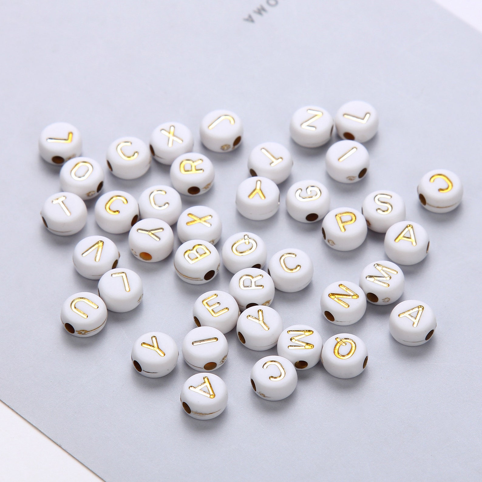 White Gold Letter Beads 100 Pcs Mixed Name Beadssilver - Etsy
