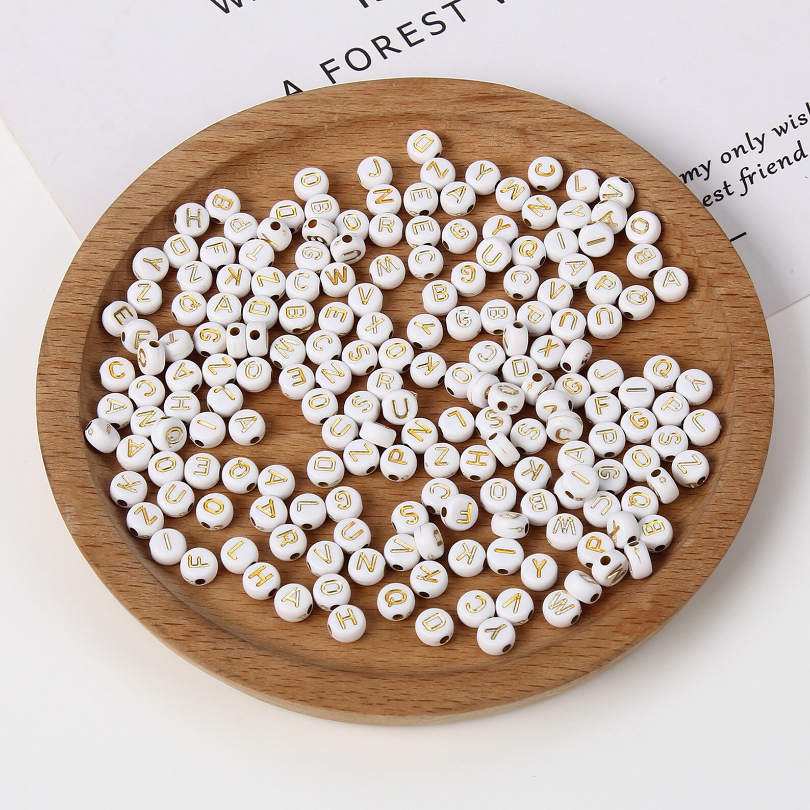 White Gold Letter Beads, 100 Pcs Mixed Name Beads,silver English
