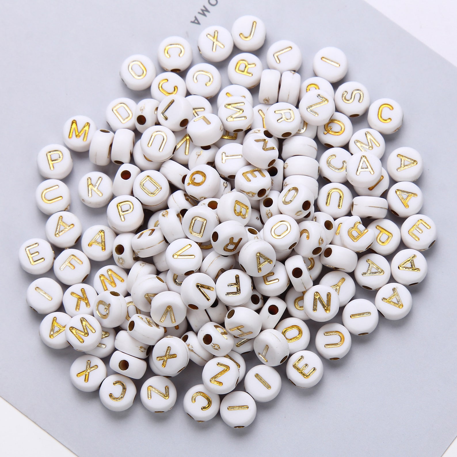 White Gold Letter Beads, 100 Pcs Mixed Name Beads,silver English