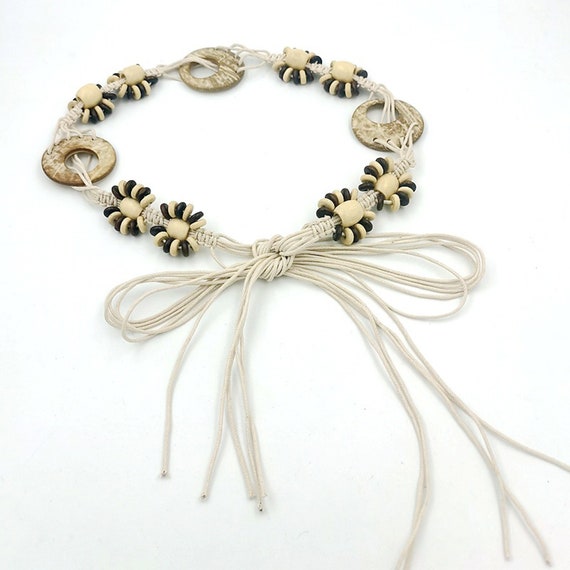 Coconut Shell Bohemian Macrame Belt,white Belt,braided Belt  display picture 3