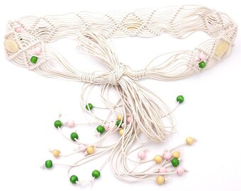 Wide Handmade Macrame Belt With Coconut Buckle & Accents - Etsy display picture 2