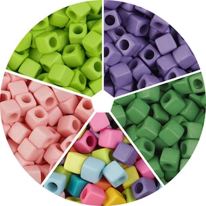100 piezas 7 mm Cuentas de acrílico cuadradas, cuentas del alfabeto, complementos de cuentas para kits de pulsera, cuentas de acrílico de colores de letras inglesas, pulsera de nombre de amistad