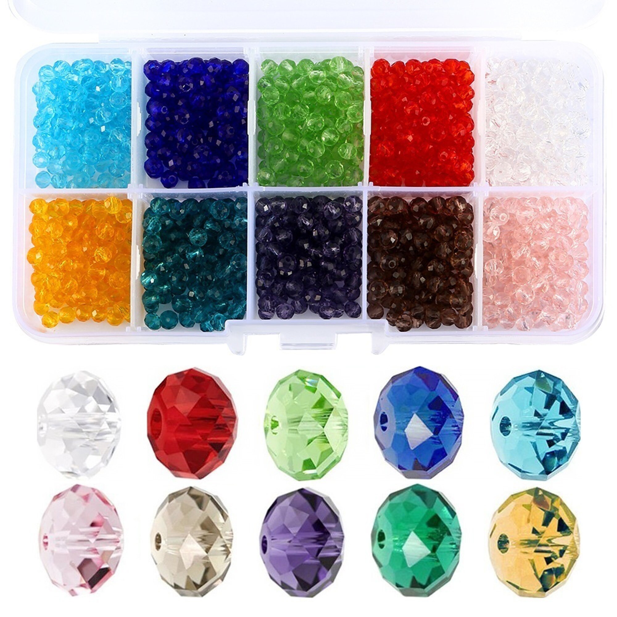 KISSITTY 300 unidscaja de perlas redondas de vidrio de 0.315 in cuentas espaciadoras sueltas 15
