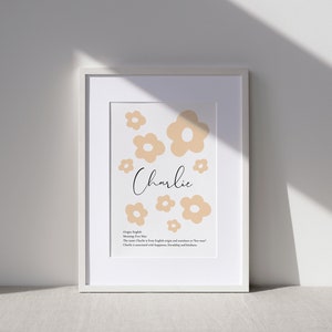 Customised Name Meaning Flower Artwork