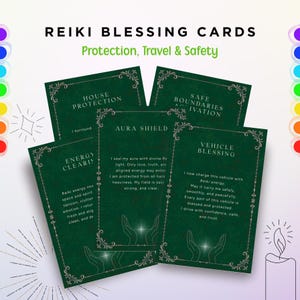 Carte di benedizione Reiki - Mazzo di protezione, viaggio e sicurezza (6 carte stampabili) - guarigione Reiki a distanza - allineamento energetico di guarigione nella vita quotidiana