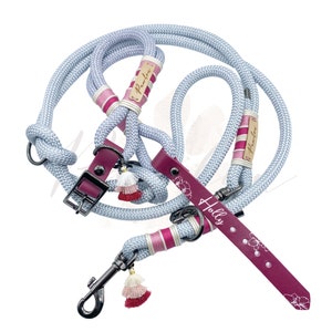 Premium Dog Leash & Collar made of Dew Flowers Biothane Boho Luxury