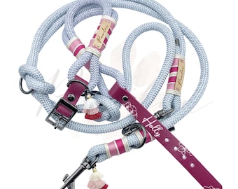 Correa y collar de perro premium hecho de flores de rocío Biothane Boho Luxury