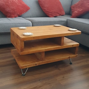 Customer image of the Medium sized Rustic Coffee Table shown in a Natural Oak satin wood stain