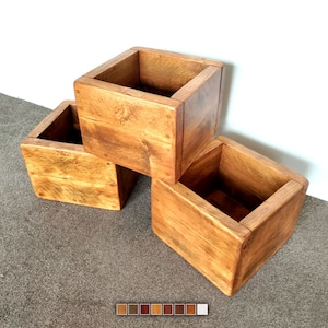 Rustic Pinewood Square Planter: Handmade Indoor Outdoor Trough