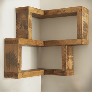 small Natural Oak Floating shelf shown in a corner