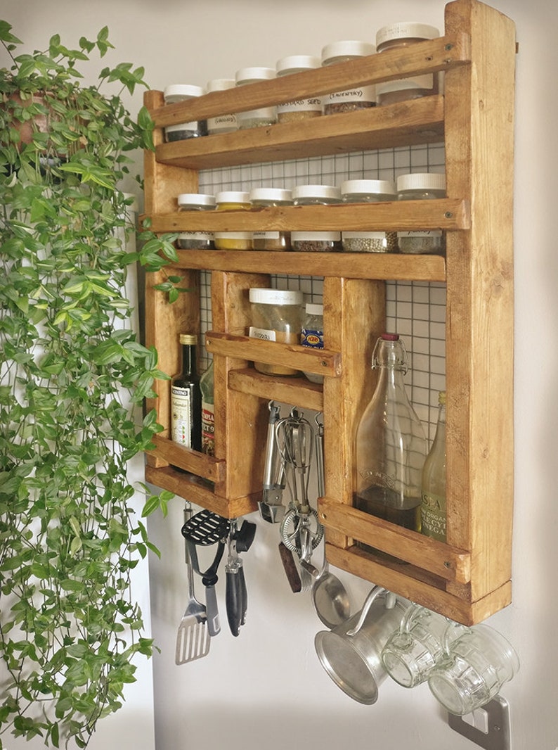 Chunky Industrial Spice Rack kitchen storage handmade gift Rustic Spice Shelf image 6