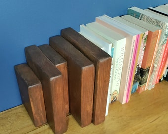 Rustic Book Ends - Wooden Bookends - Handmade Book Holders - Book Stoppers - Shelf Organisers - Single or Pair Book Accessories