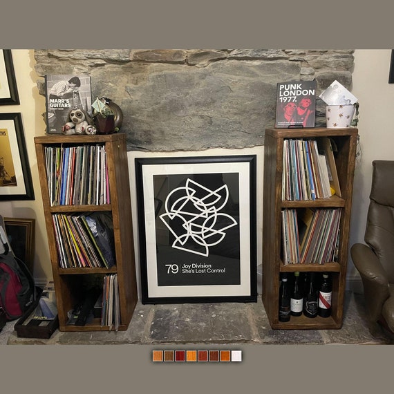Vinyl Record Storage Unit: 3-Tier Rustic Pinewood Music Stand
