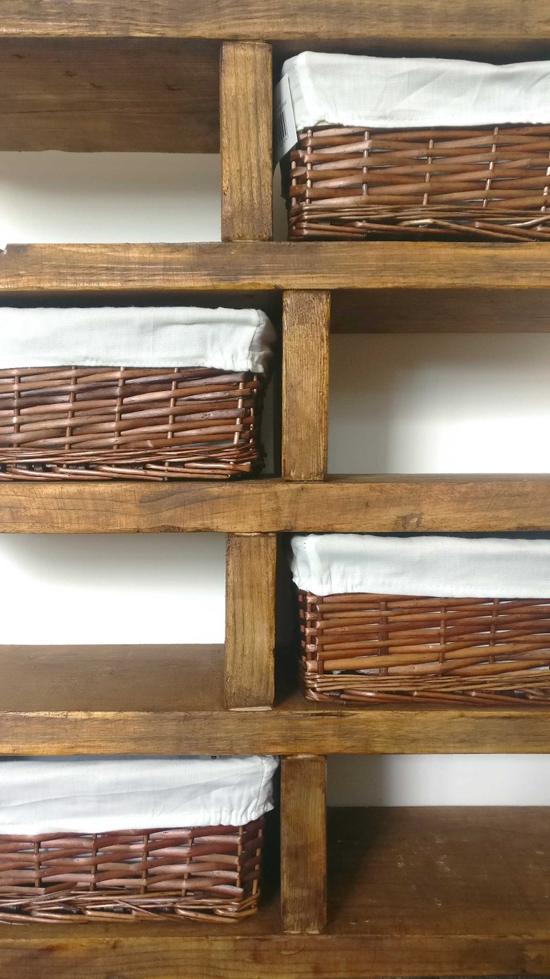 Chunky Storage Unit With Wicker Baskets Zig Zag Side Table Etsy UK