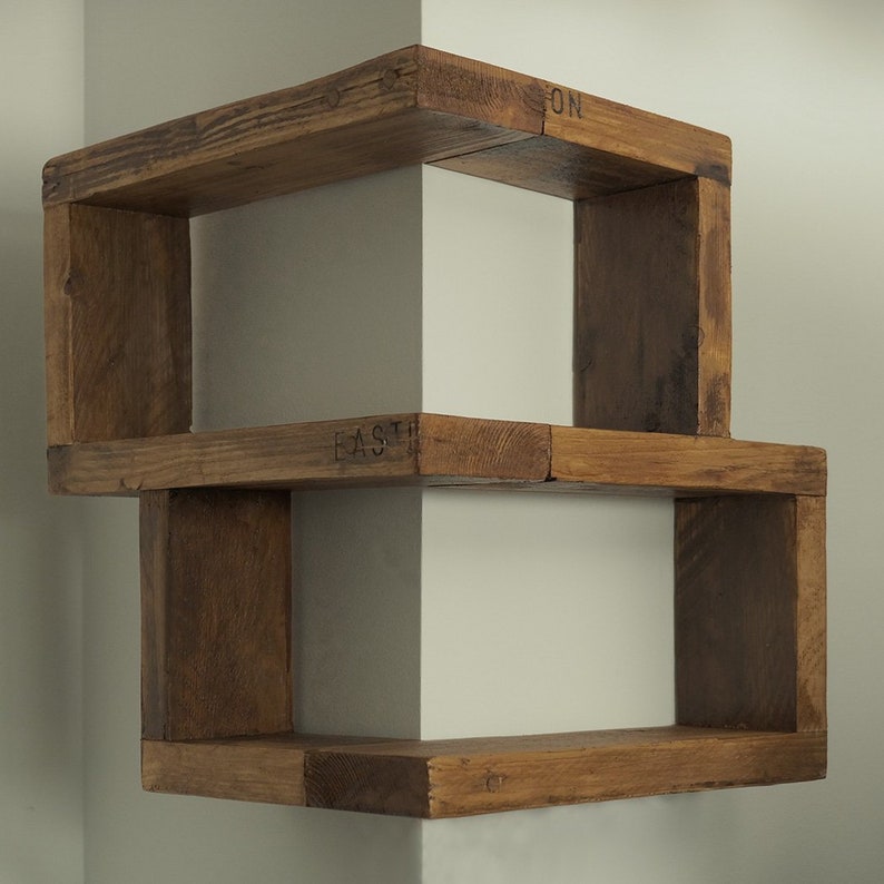 Rustic Reversible Corner Shelf - Furniture gift 