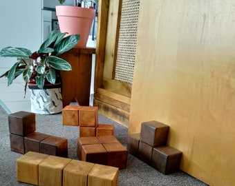 Rustic Wooden Doorstop - Tetris Blocks 5 Pack - Handmade Retro Computer Game Door Stoppers - 80s Nostalgia Decor