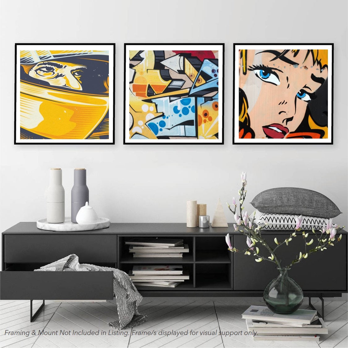 Pop Art Print Pop Art Wall Decor Set of 3 Square Print Etsy