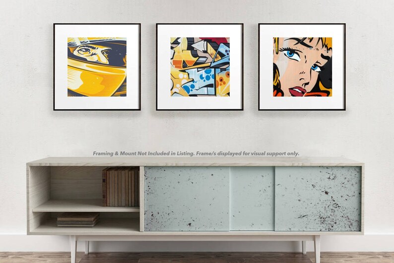 Pop Art Print Pop Art Wall Decor Set of 3 Square Print Etsy