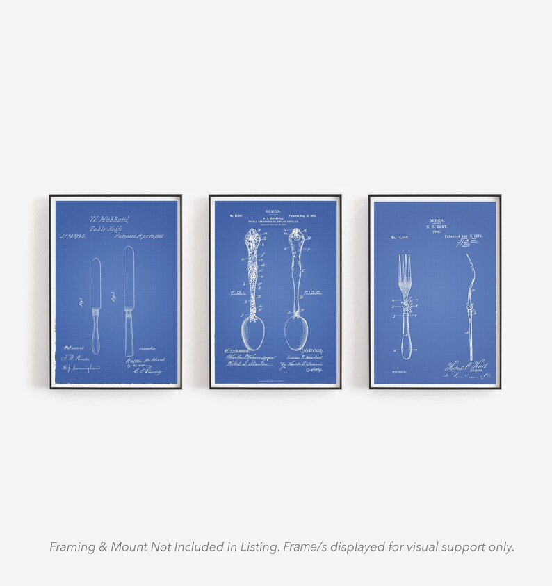 Kitchen Wall Art Kitchen Set of 3 Vintage Cutlery Wall Art Etsy UK