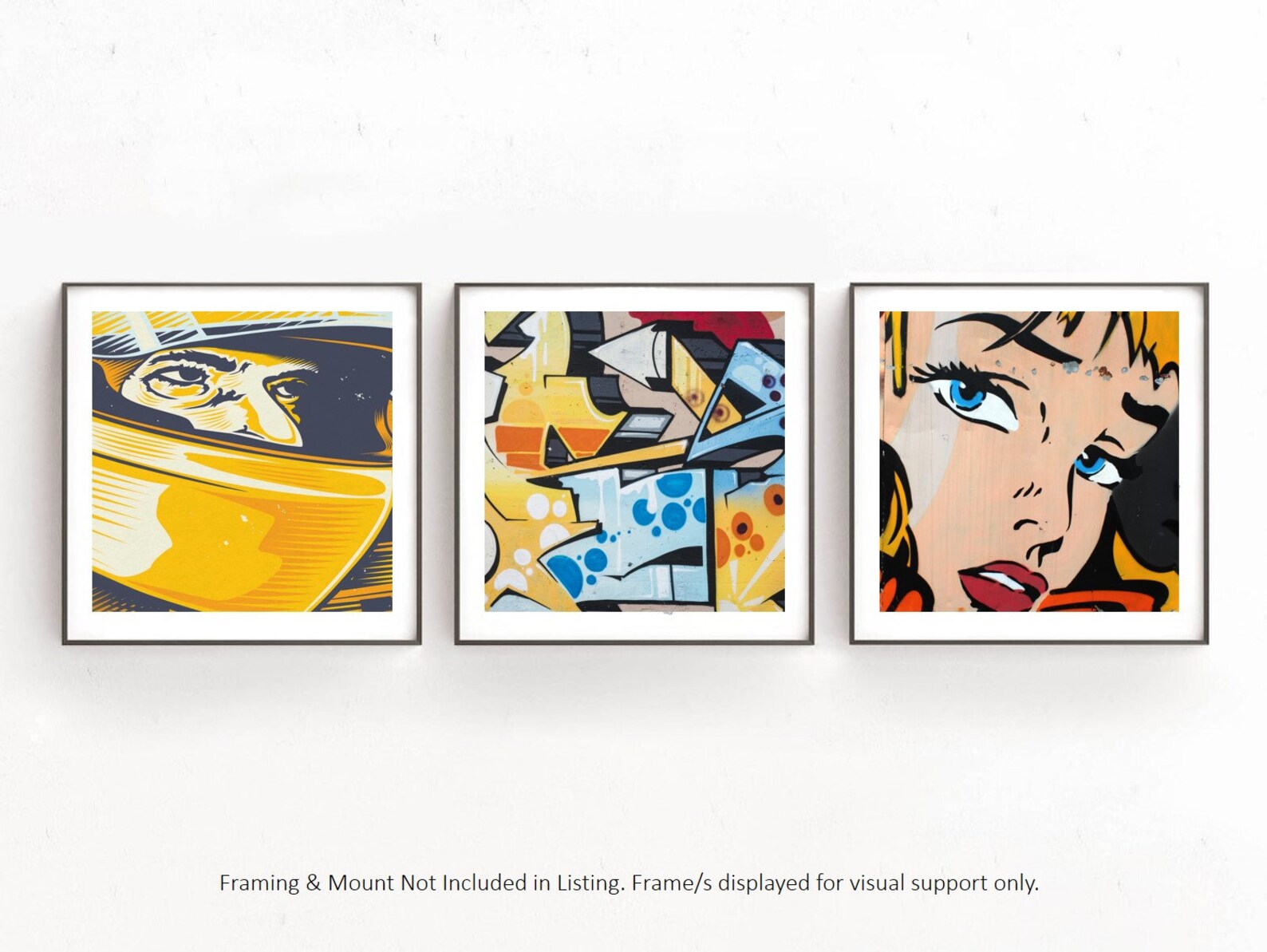 Pop Art Print Pop Art Wall Decor Set of 3 Square Print Etsy