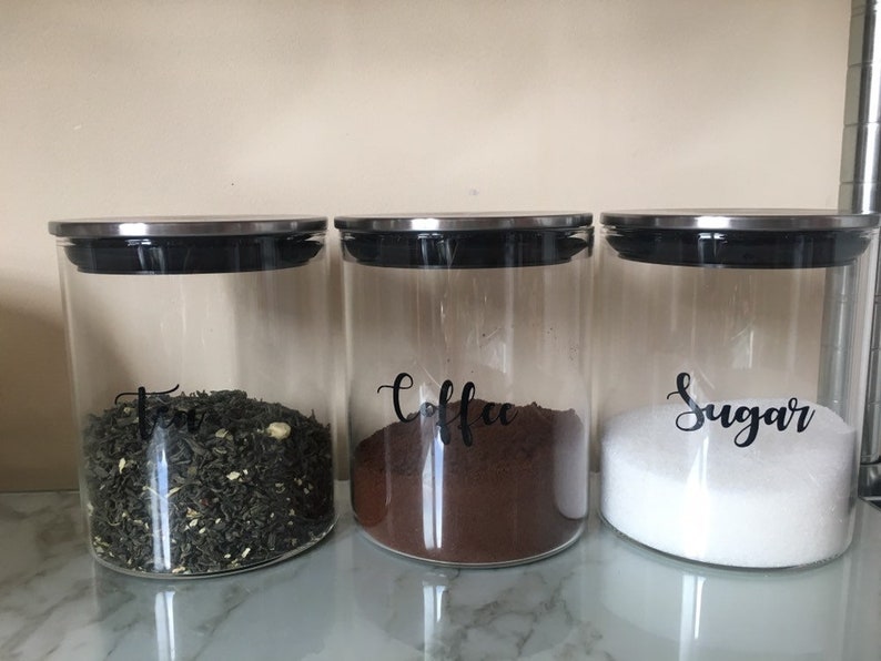 stainless steel tea coffee sugar jars