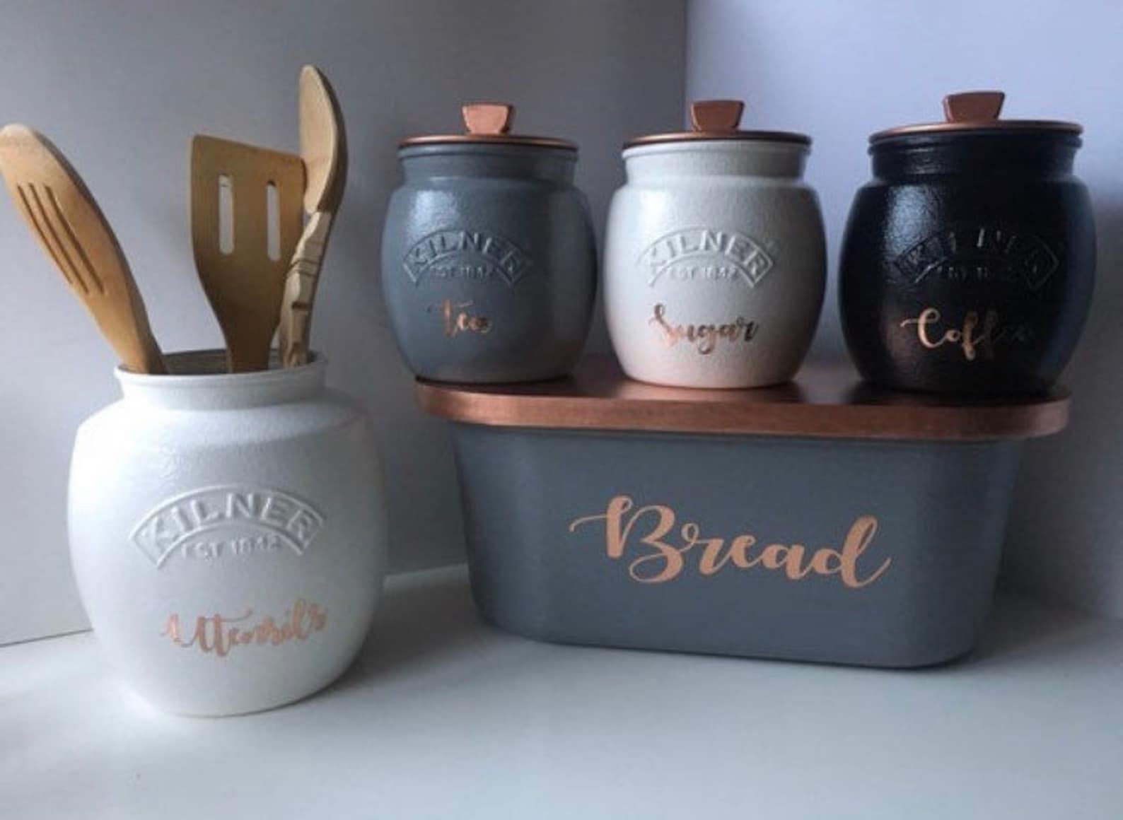 Mrs Hinch Inspired Kilner Jars Tea Coffee Sugar Biscuits Bread Etsy