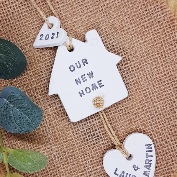 Our New Home Personalised Gift, Hanging New House Clay Keepsake, 2023, Our New House 2024, First Home Gift, Our Happy Place, Home Sweet Home