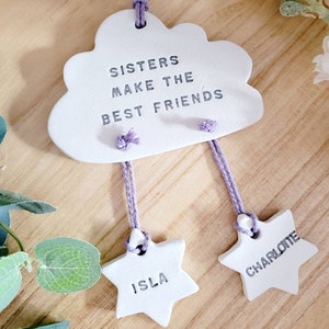 Sisters Make The Best Friends Clay Keepsake, Best Big Sister Personalised Gift, New Baby Sibling Gift, Sister Decoration