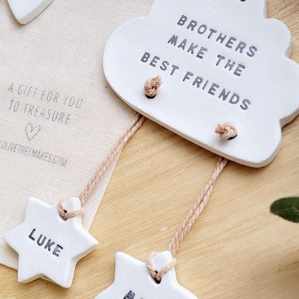 Brothers Make The Best Friends Clay Keepsake, Best Big Brother Personalised Gift, New Baby Older Sibling Gift, Brother Decoration
