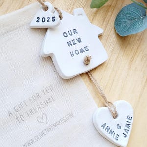 Our New Home Personalised Gift, 2025 Hanging New House Clay Keepsake, Our New House, First Home Gift, Our Happy Place, Home Sweet Home