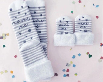Bambus-Socken für Mama und Baby - "Mami me & Mini me", Geschenk für Schwangere, Unisex, Onesize, Pflegeleicht, Kleines Geschenk zur Geburt
