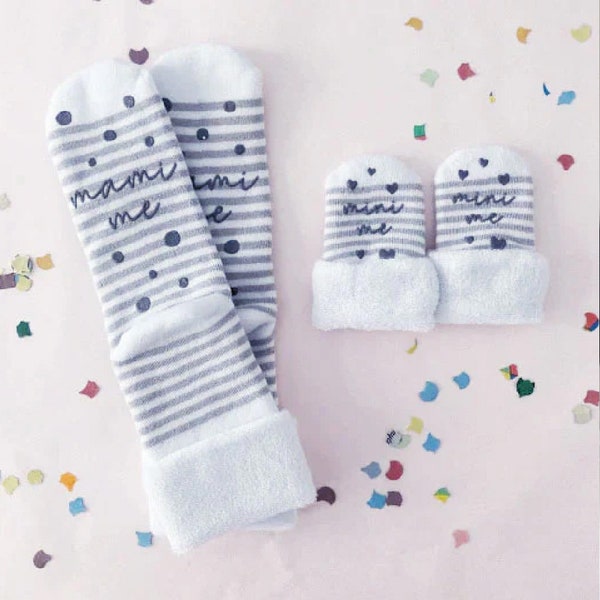 Bambus-Socken für Mama und Baby - "Mami me & Mini me", Geschenk für Schwangere, Unisex, Onesize, Pflegeleicht, Kleines Geschenk zur Geburt