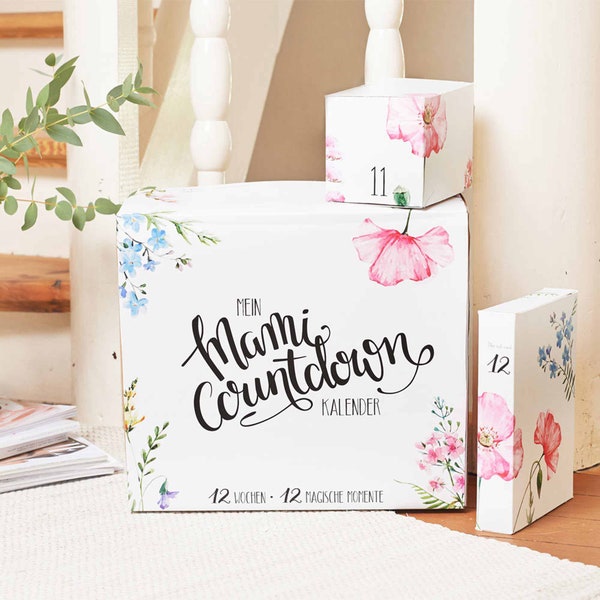 Mami-Countdown-Kalender für die werdende Mama | Geschenk zur Babyparty, Mutterschutz | Geschenk für Schwangere | mit eigenem Foto oder Text