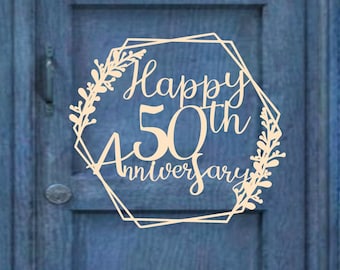 Wedding frame, Birthday deco, Happy 50th Anniversary frame in SVG, Paper or laser cut file, Svg files for cricut and cameo, Digital files