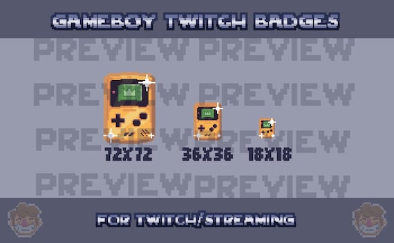 X Twitch Pixel Art Gameboy Icons Pack Used as Badges, Sub, Bit