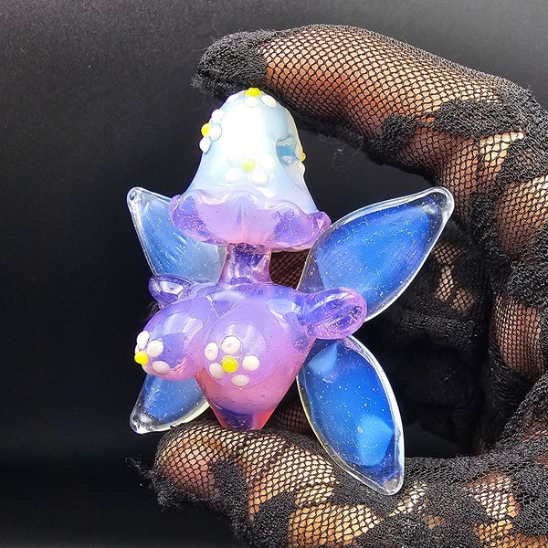 Mushroom Fairy Pendant/ Shroom Tiddy Pendant / Glass Mushroom Faerie Pendant / Glass Mushroom Boobie Pendant / Fae Pendant