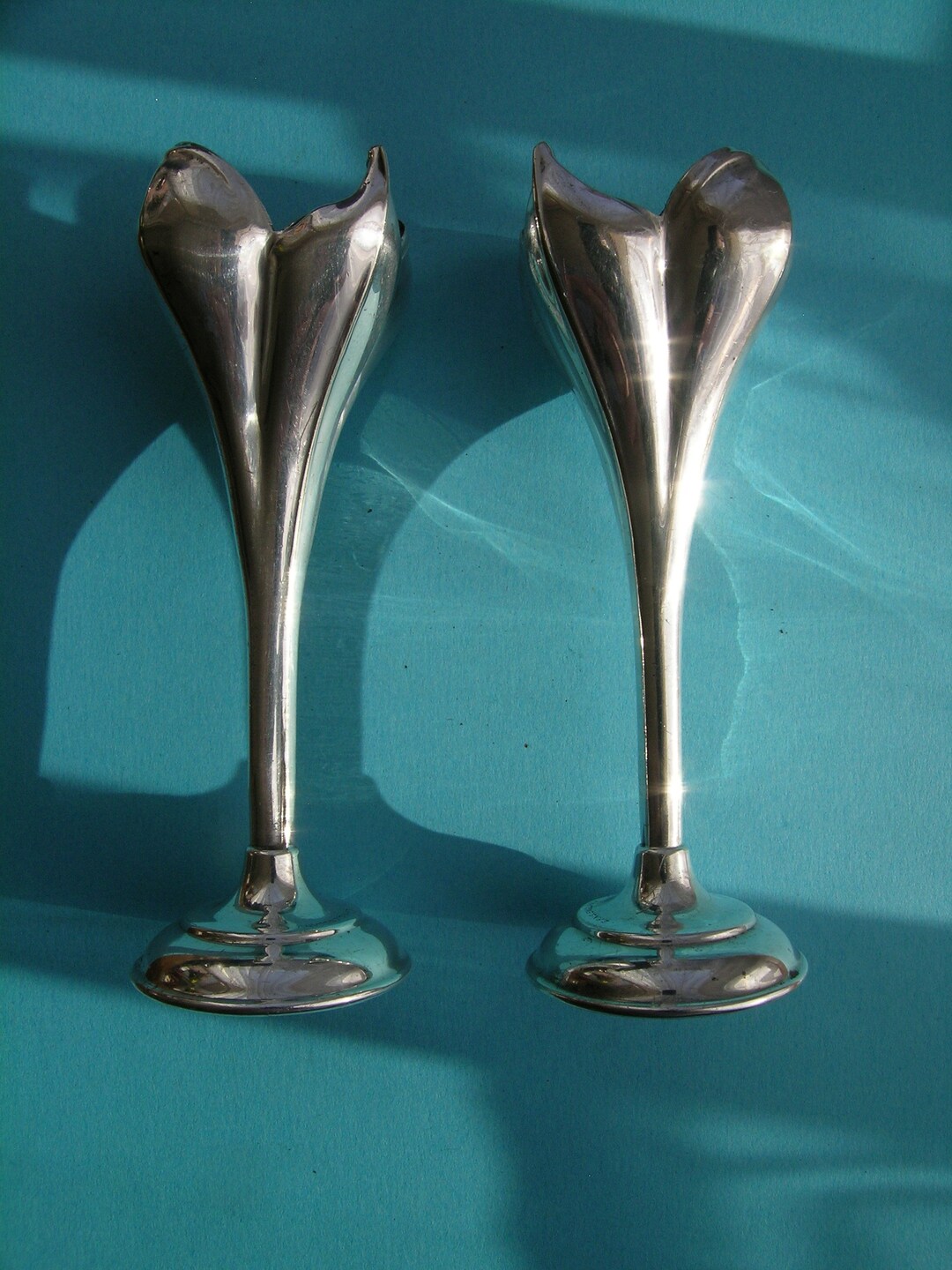 Pair EPNS England Single Stem Vase's Etsy