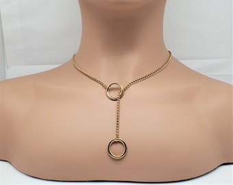 24/7 Golden Colored Lariat Style O Ring Discreet Locking Day Collar