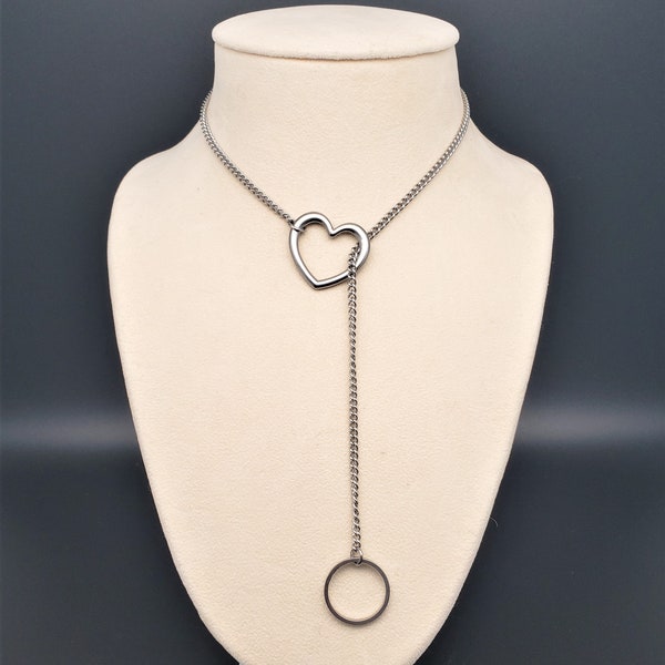 24/7 Locking Lariat with Heart Submissive Day Collar