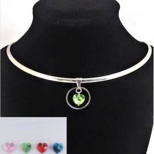 24/7 Crystal Heart Discreet Locking 3/4 Solid Day Collar
