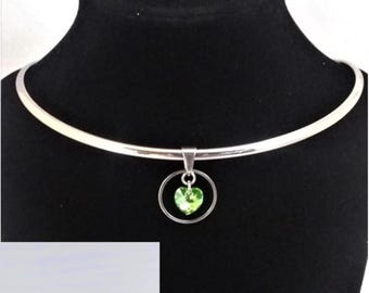 24/7 Crystal Heart Discreet Locking 3/4 Solid Day Collar