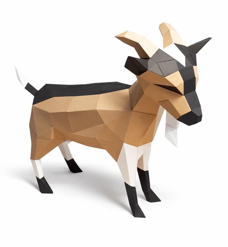 Goat Papercraft Low Poly Goat Male Papercraft, 3D Paper Goat Model (digital Download ...
